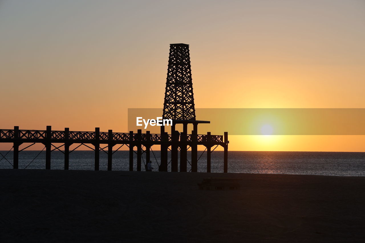 Scenic view of sea against clear sky during sunset