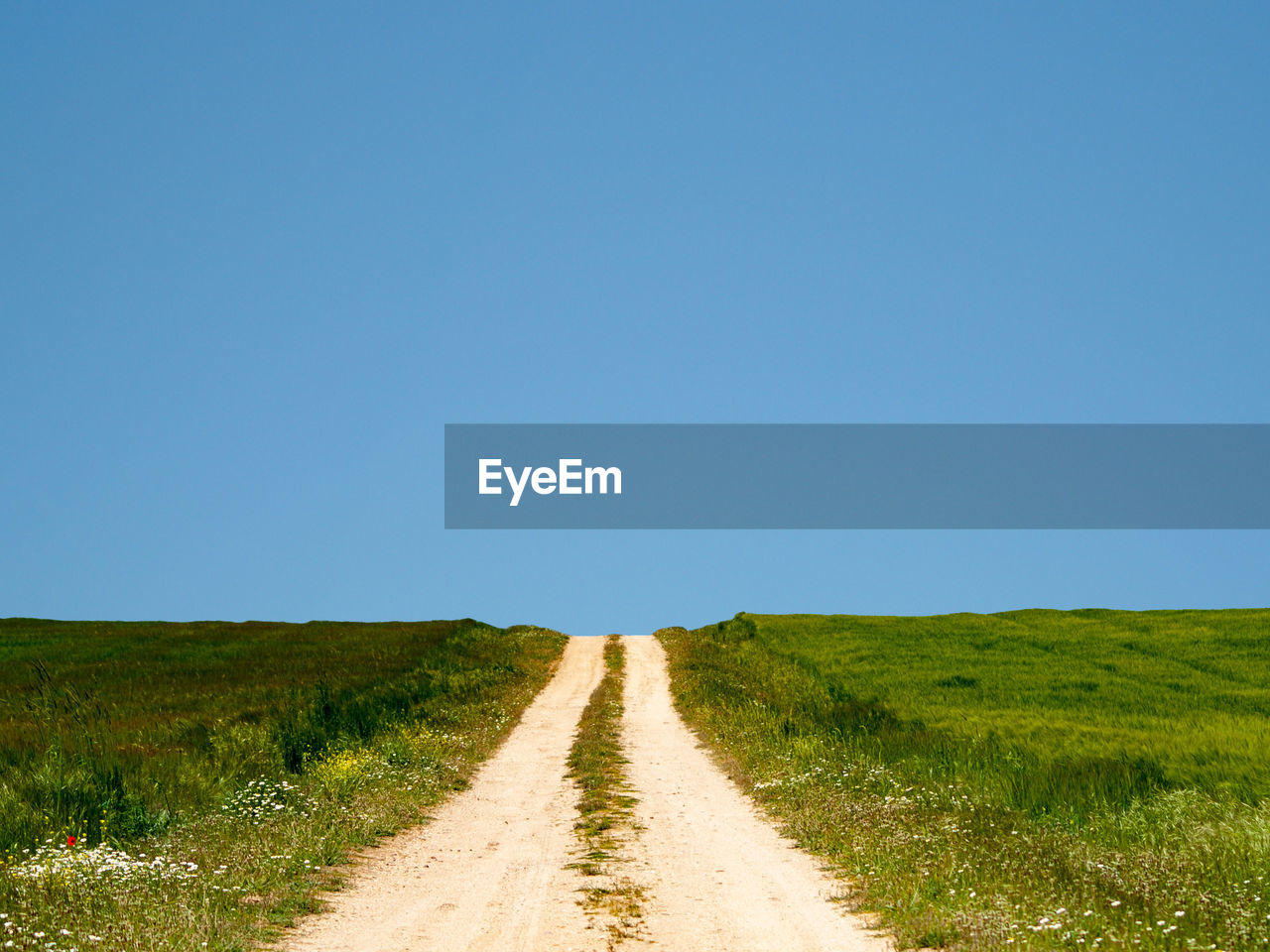 DIRT ROAD ALONG COUNTRYSIDE LANDSCAPE