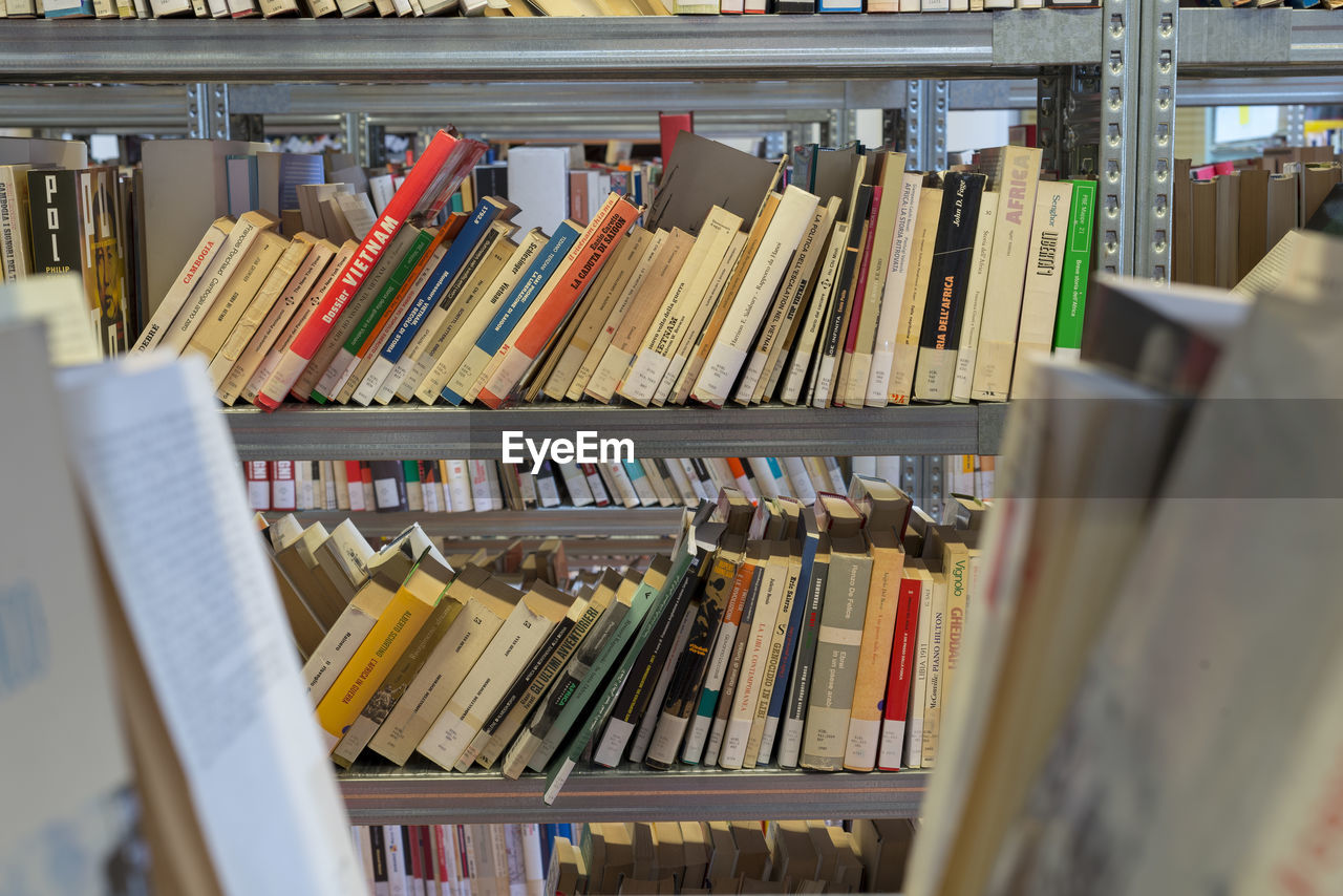 Close-up of books in library