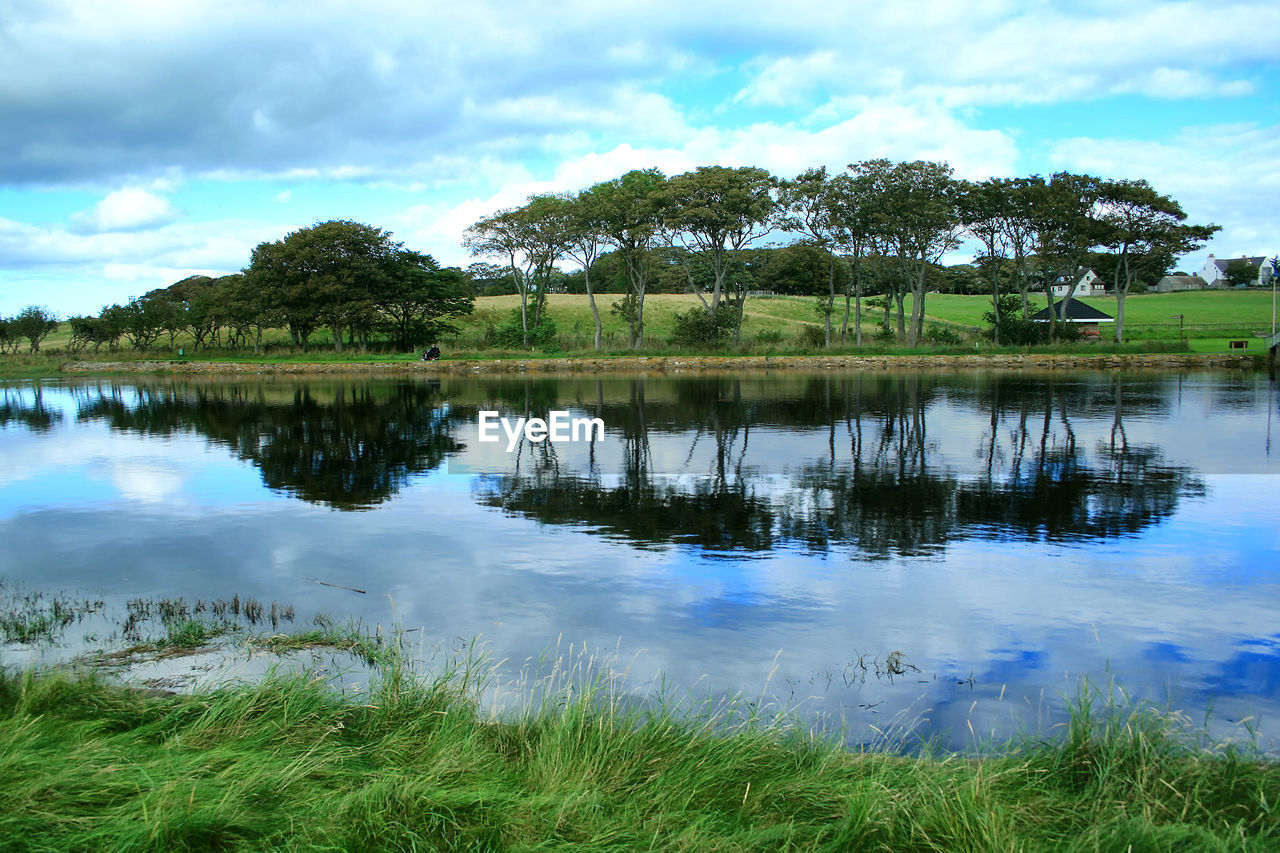 Scenic view of lake against sky