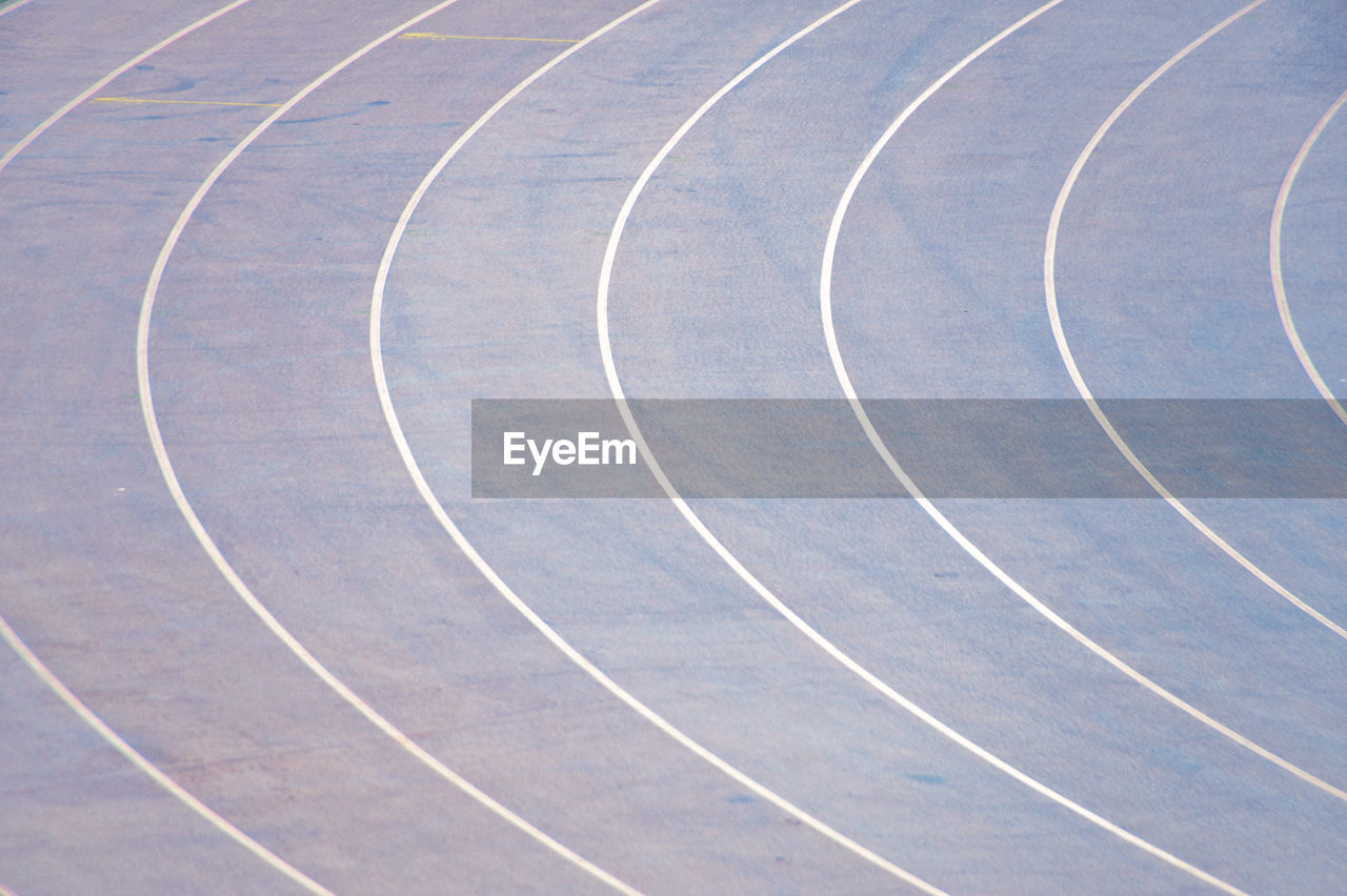 High angle view of running track in stadium