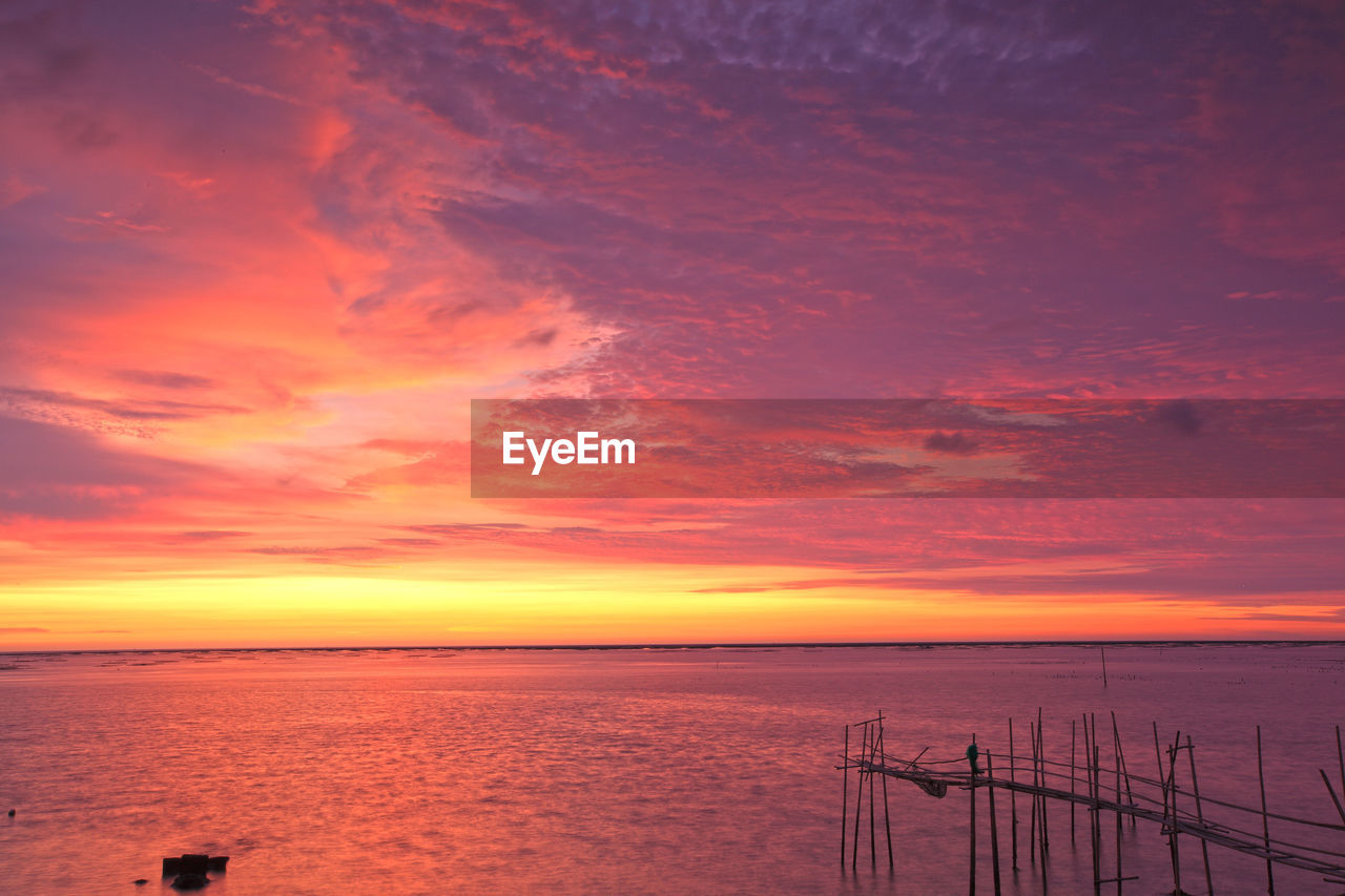 Scenic view of dramatic sky over sea