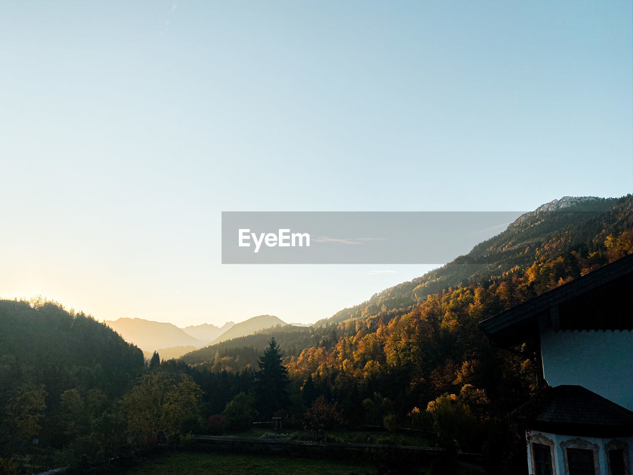 Scenic view of mountains against clear sky