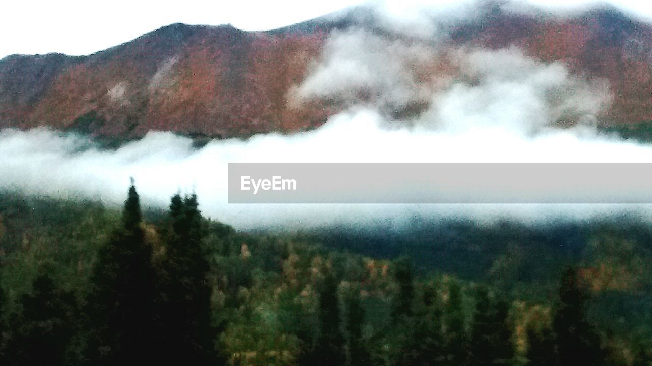 SCENIC VIEW OF MOUNTAINS IN FOGGY WEATHER