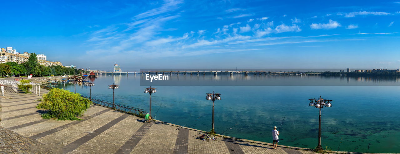 Dnipro, ukraine 07.18.2020. dnipro city embankment in ukraine on a sunny summer day