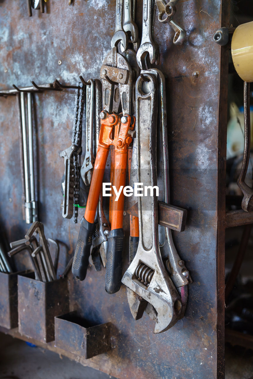 Tools hanging at workshop