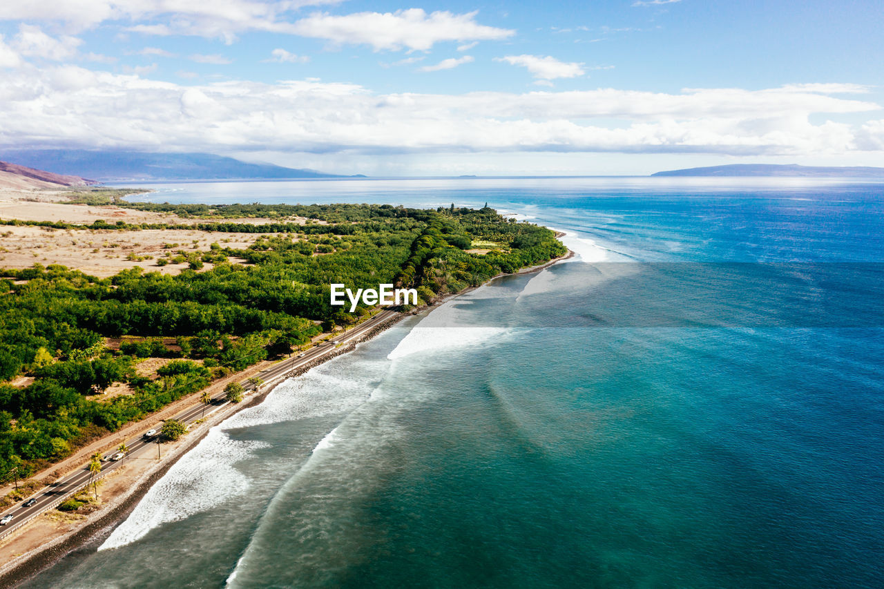 Aerial view of coastline maui, hawai, usa