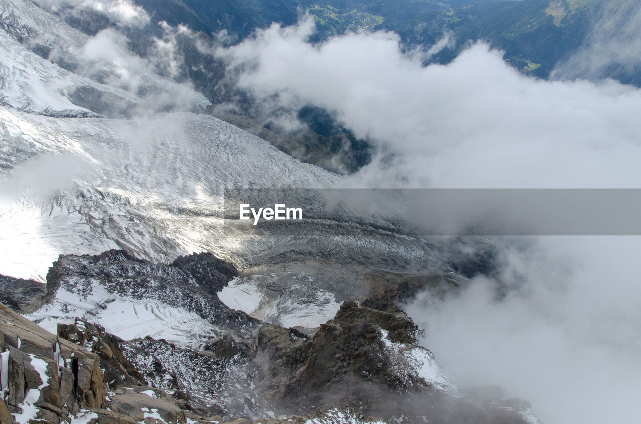 Scenic view of snow mountains against sky