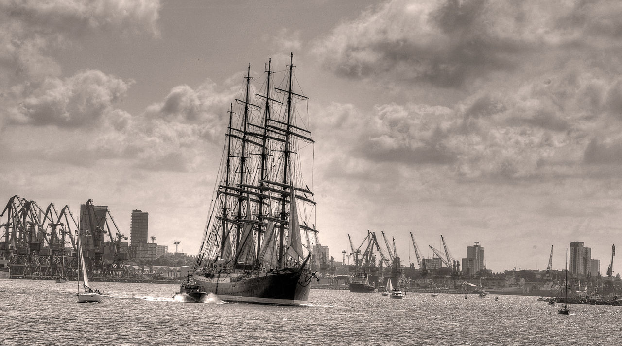 Ship in sea against sky