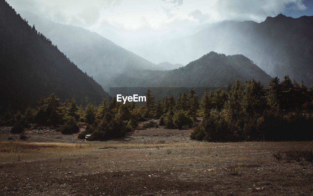 Scenic view of mountains against sky