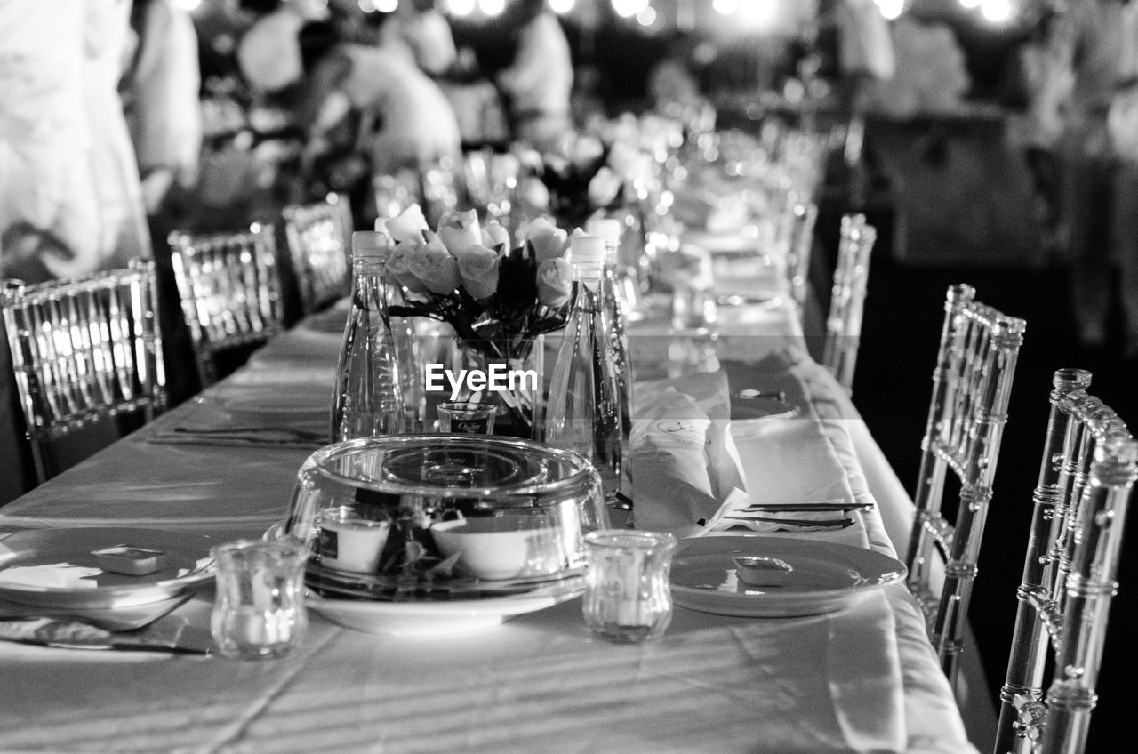 Place setting on elegant dining table