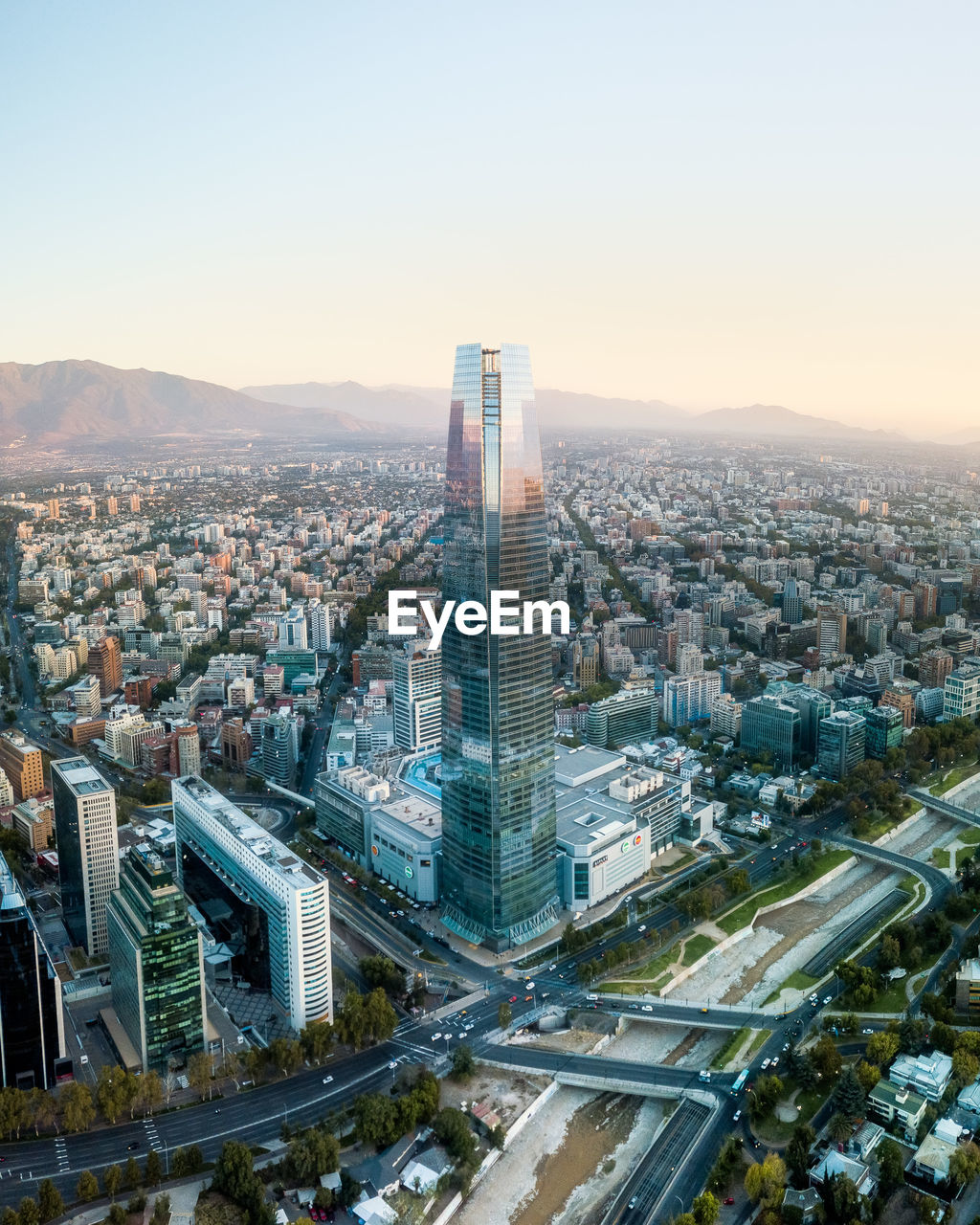 High angle view of buildings in city against sky