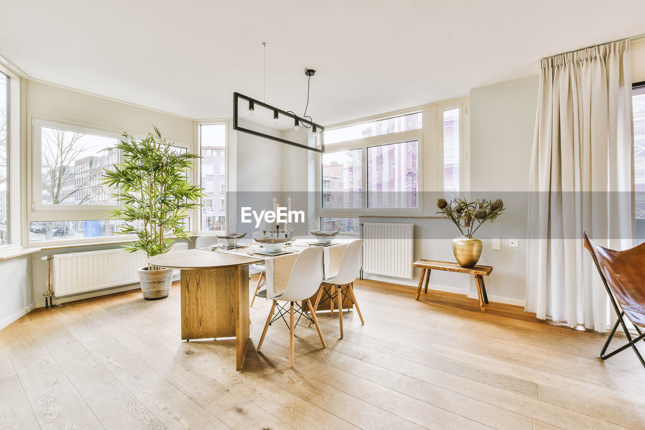 Interior of dining area at modern apartment