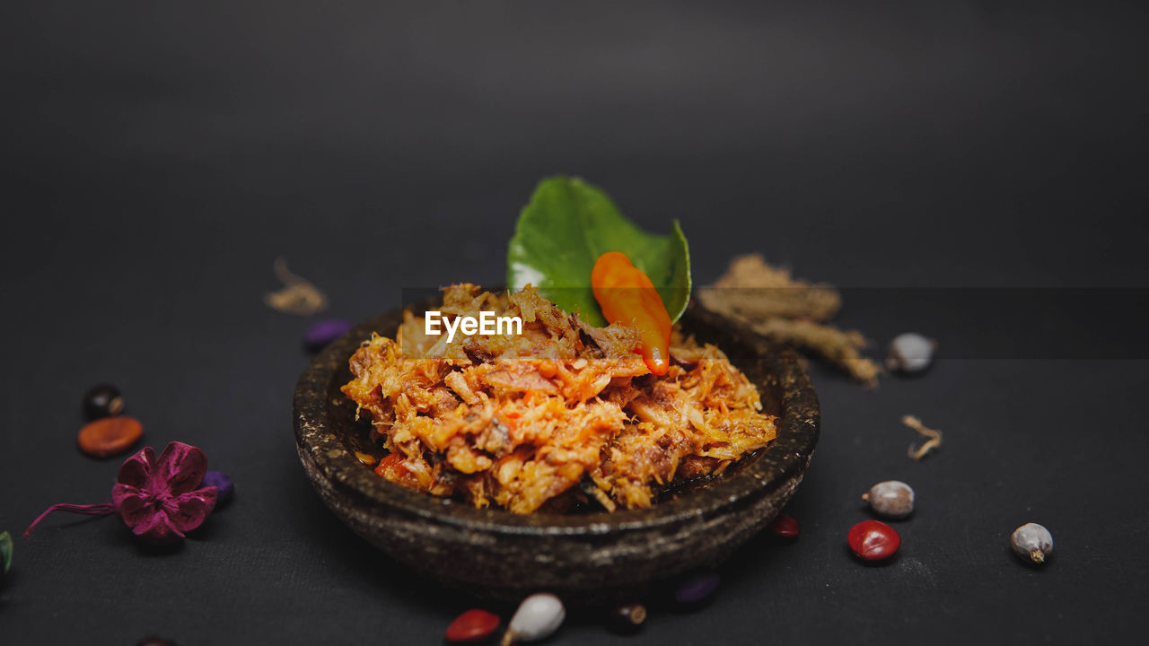 Close-up of food in plate on table