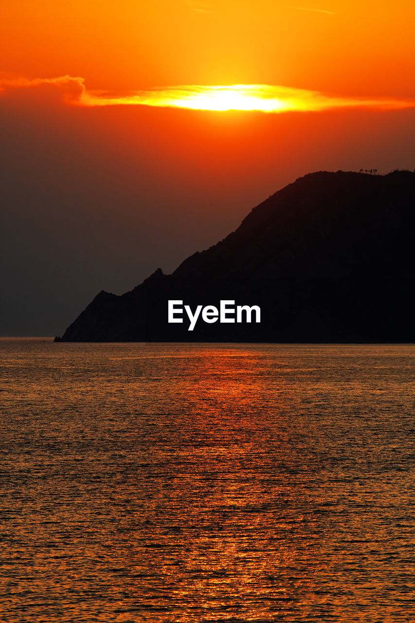 Scenic view of sea against dramatic sky