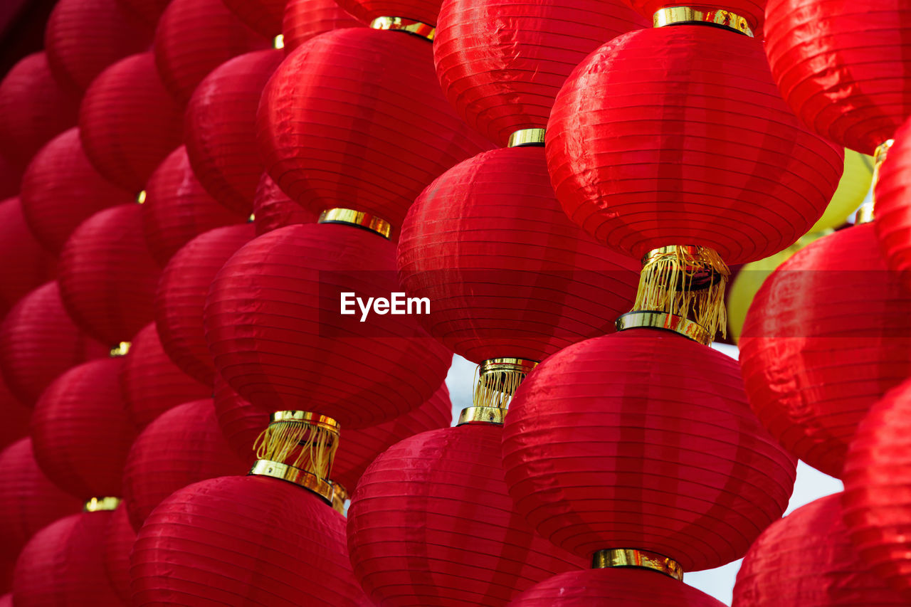 Full frame shot of illuminated lanterns