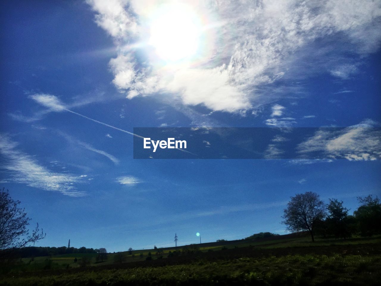 LOW ANGLE VIEW OF BRIGHT SUN SHINING OVER TREES