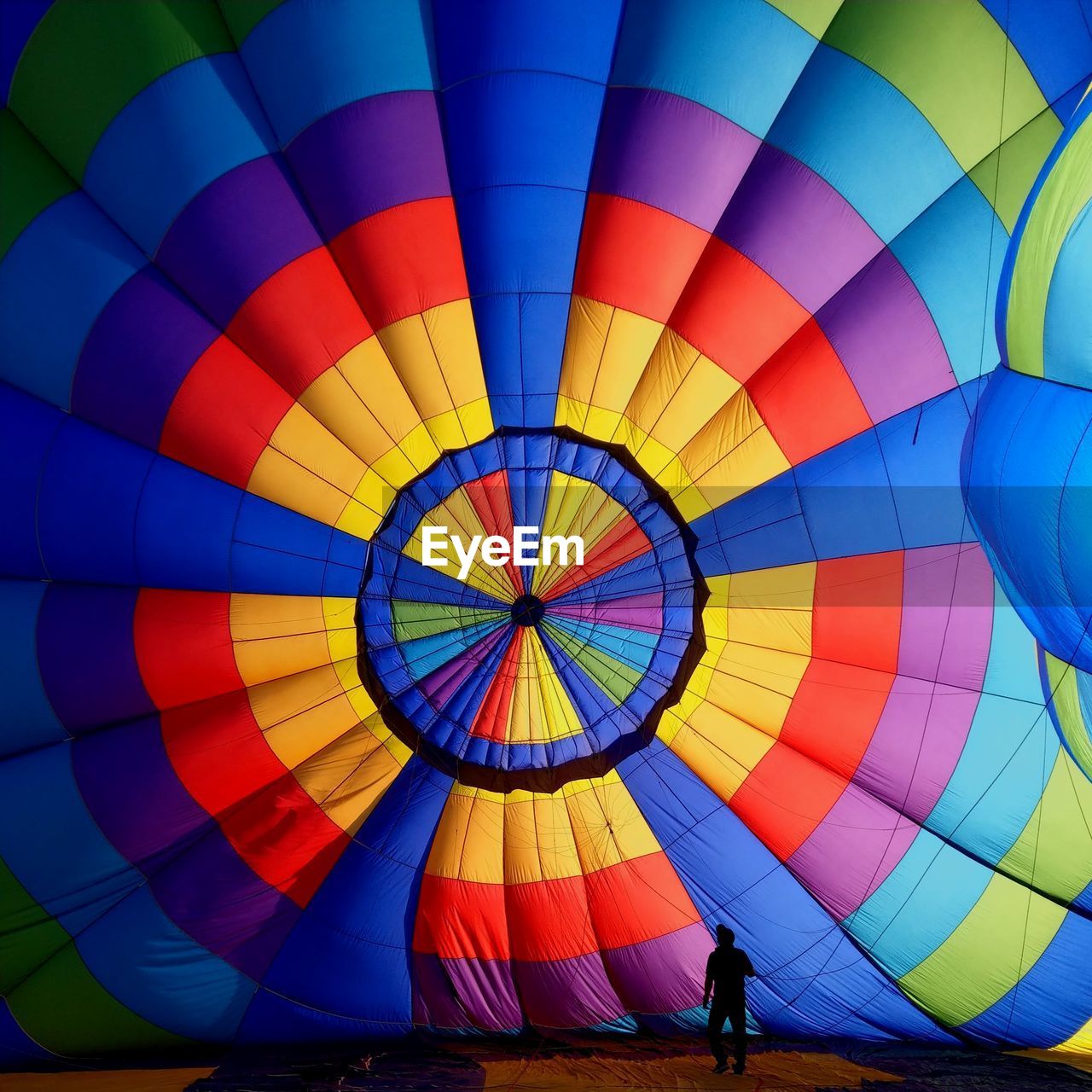 Man by hot air balloon