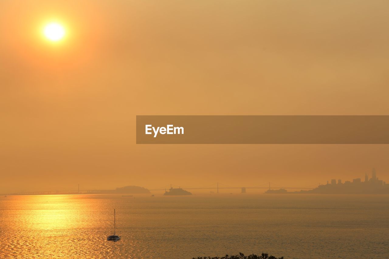 Scenic view of sea during sunset