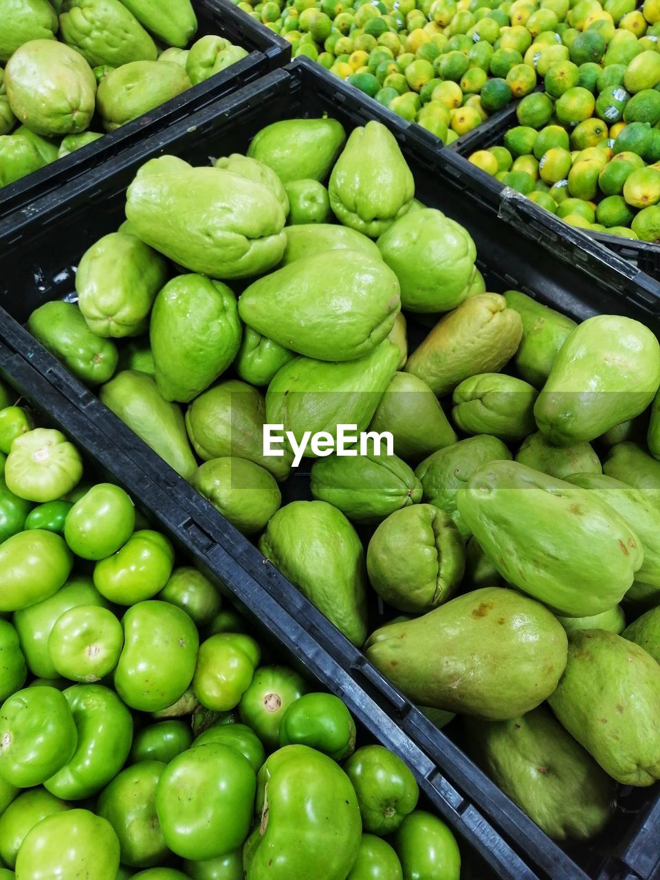 High angle view of fruits for sale in market