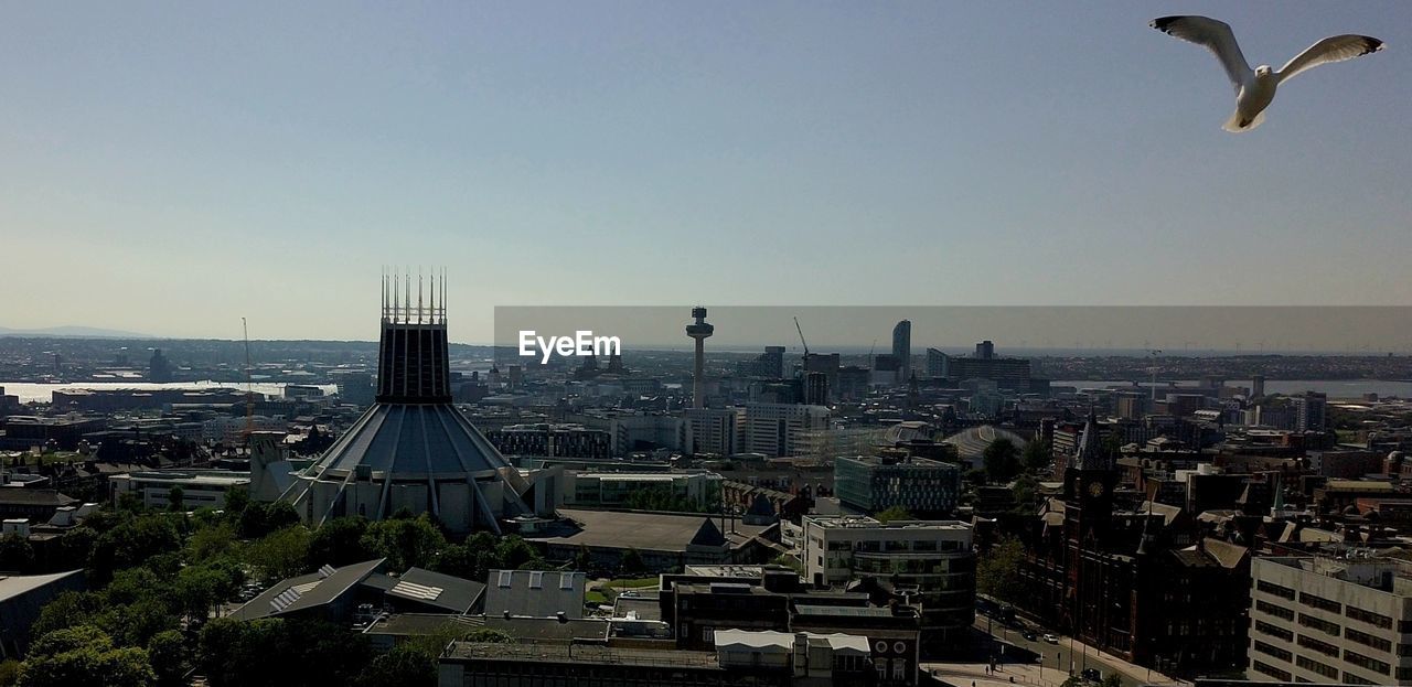 AERIAL VIEW OF CITY BUILDINGS AGAINST SKY