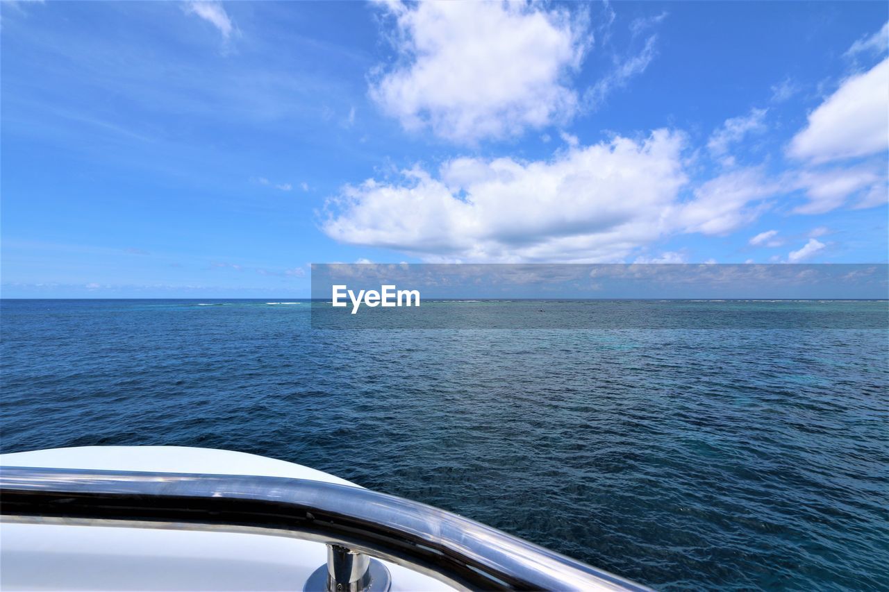 BOAT IN SEA AGAINST SKY