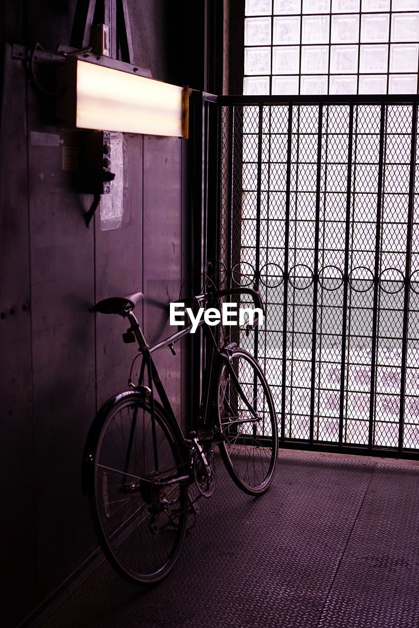 Bicycle parked in building
