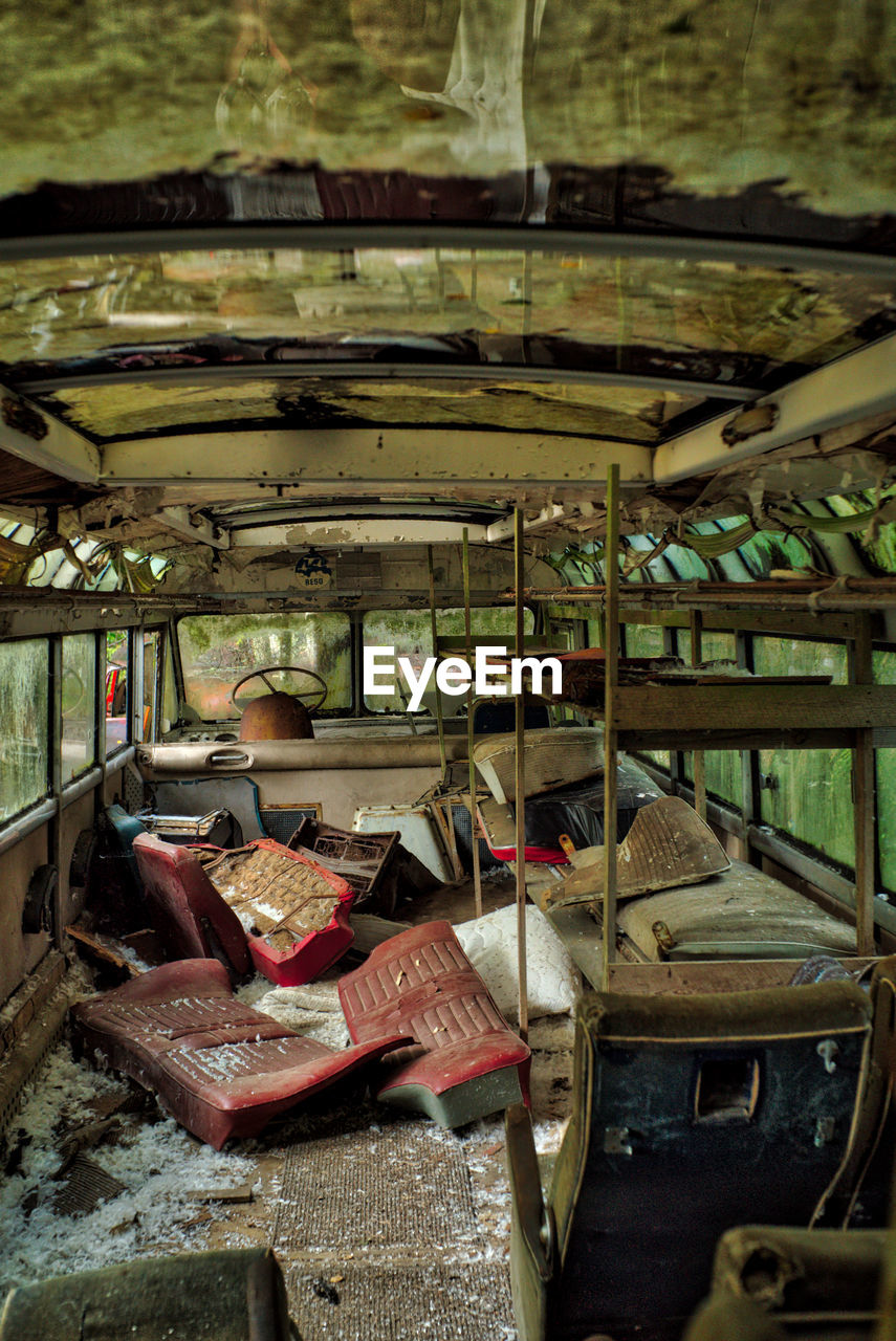 Interior of abandoned car