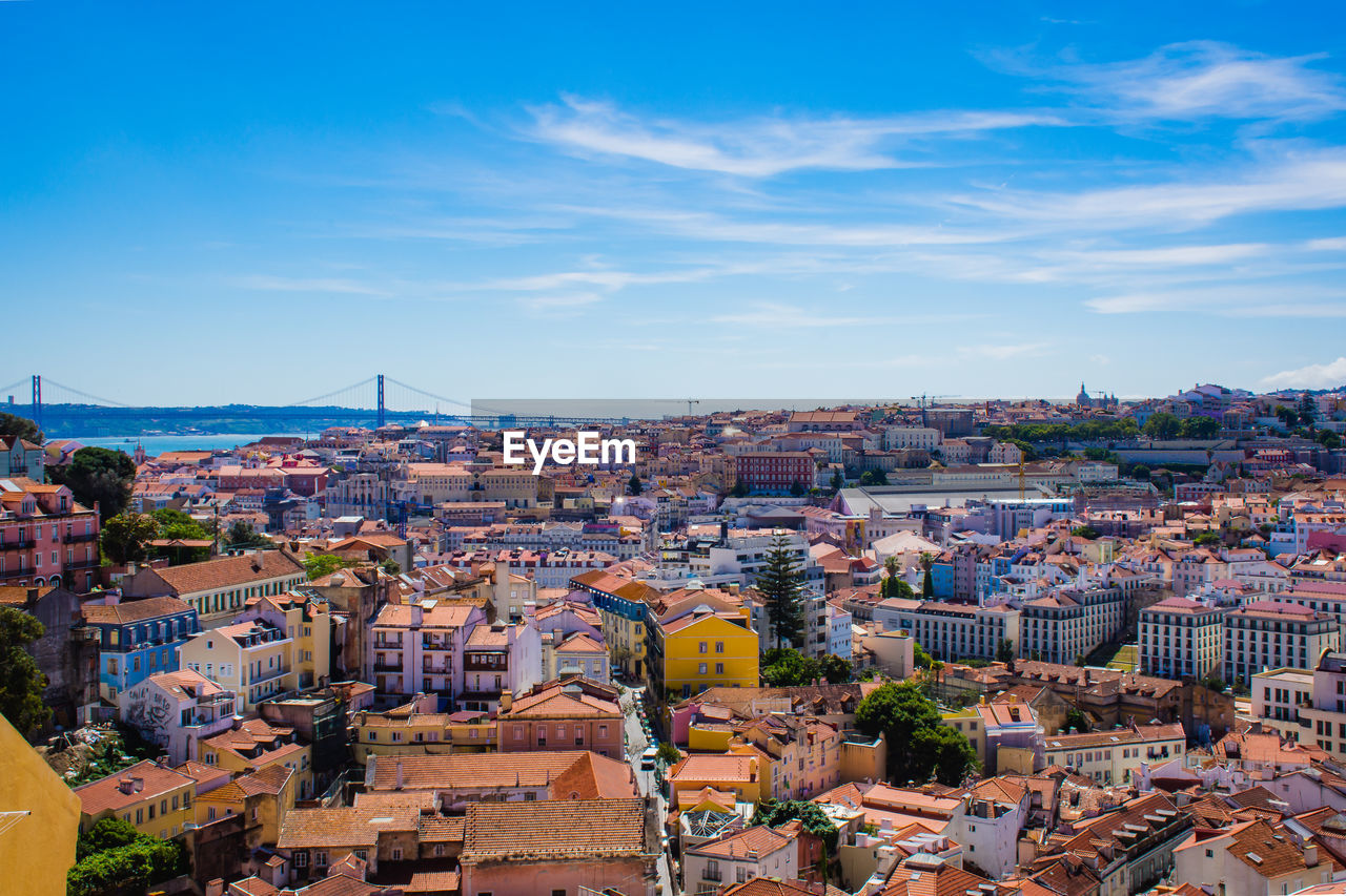 High angle view of cityscape against sky