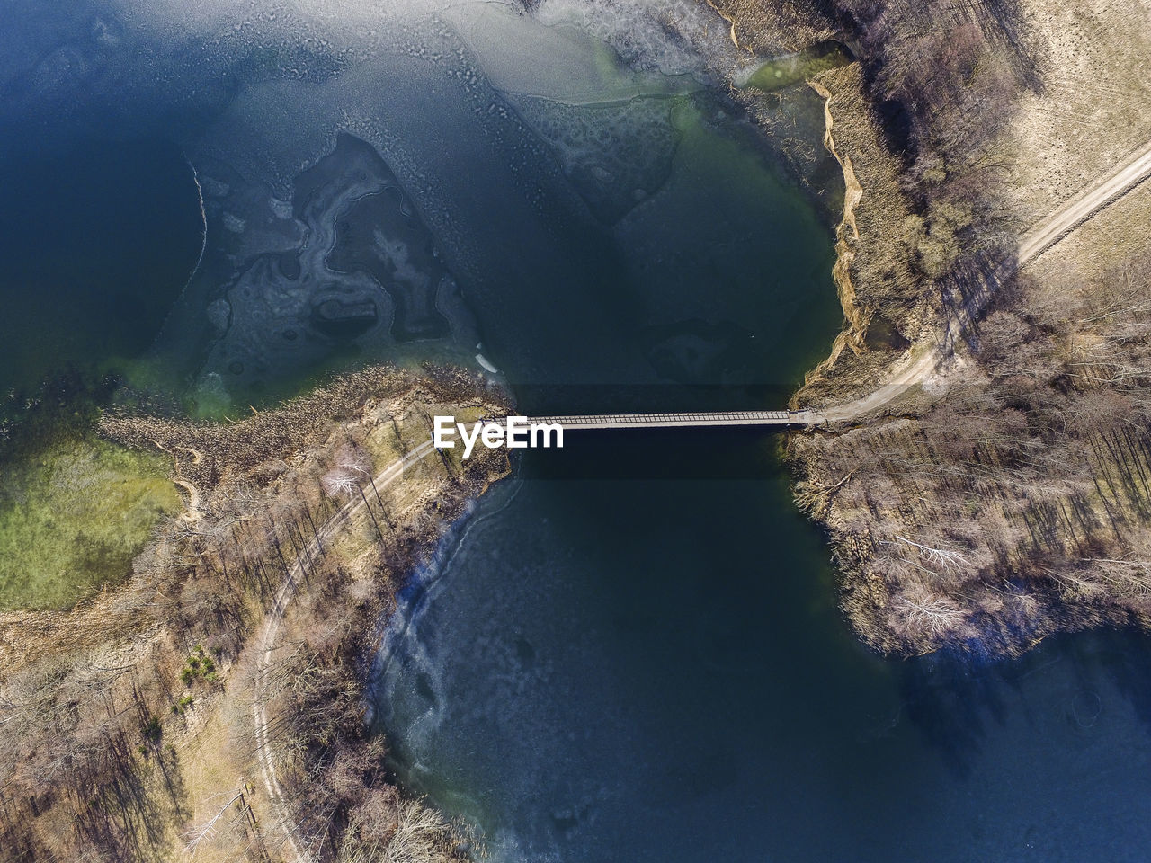 Aerial view of bridge over river