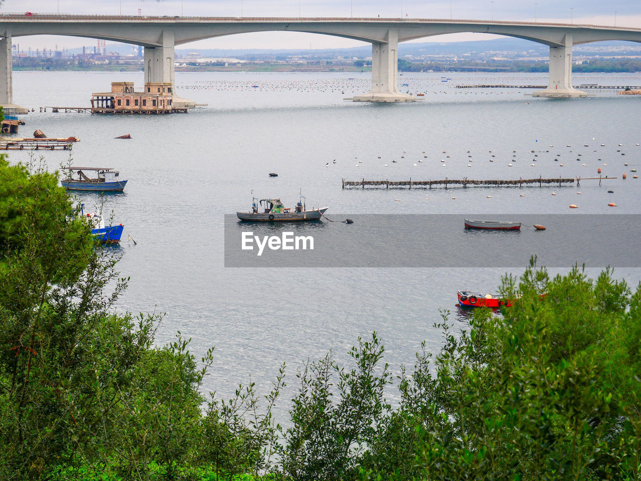 High angle view of bridge over river