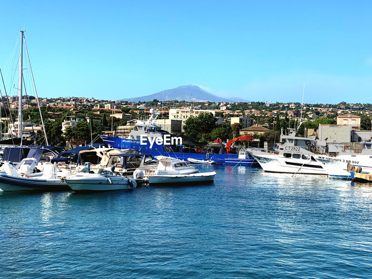 SAILBOATS MOORED IN MARINA