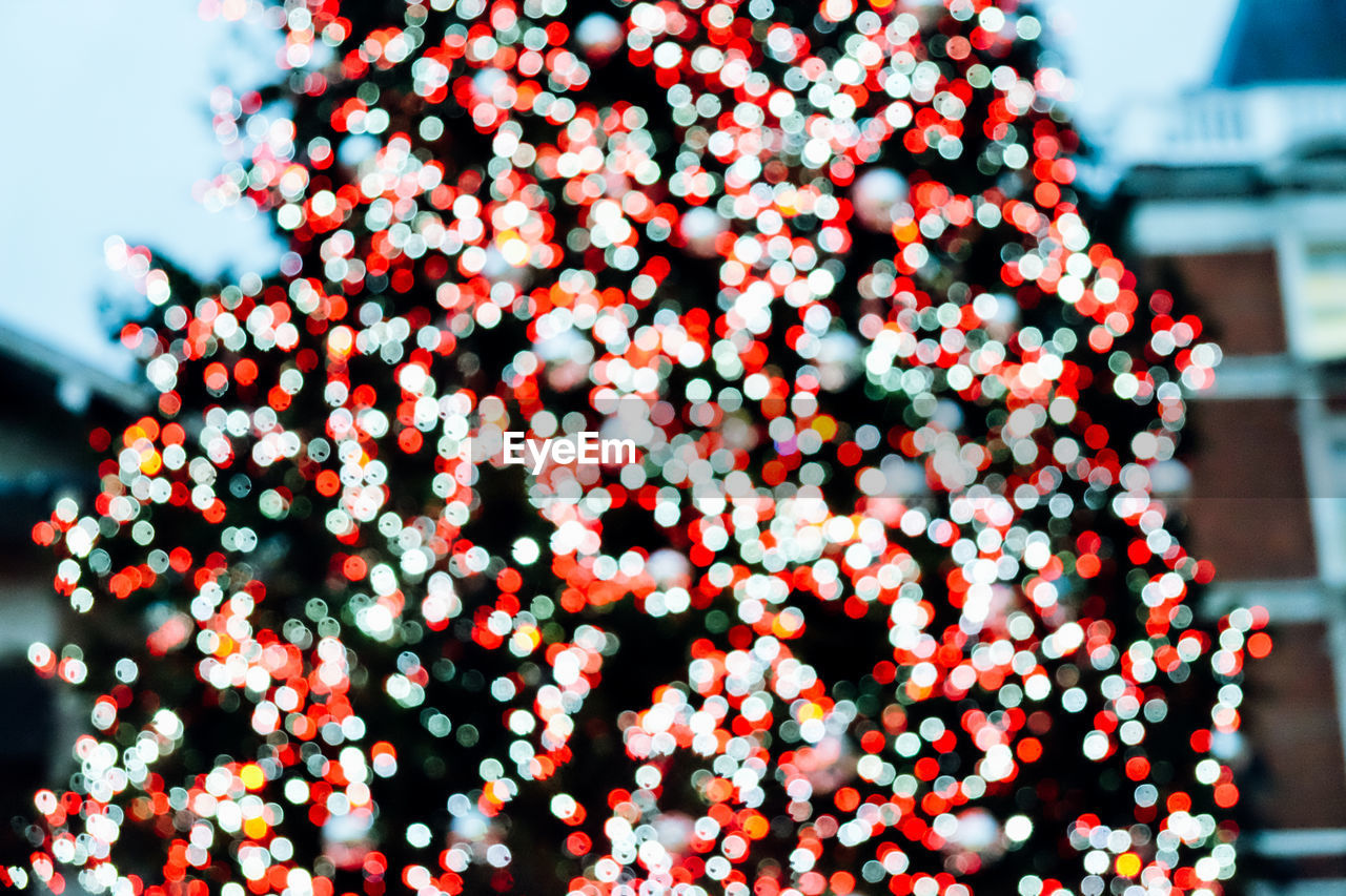 Blurred image of illuminated christmas tree