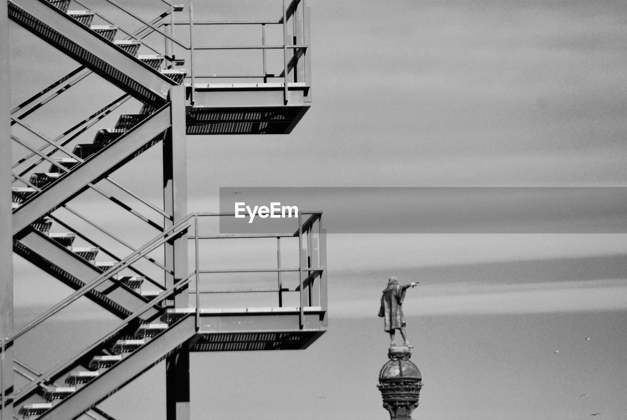 Low angle view of staircase against sky