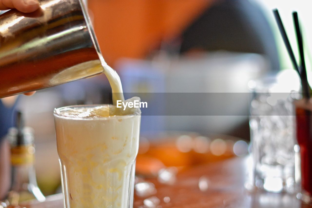 Close-up of drink in glass on table