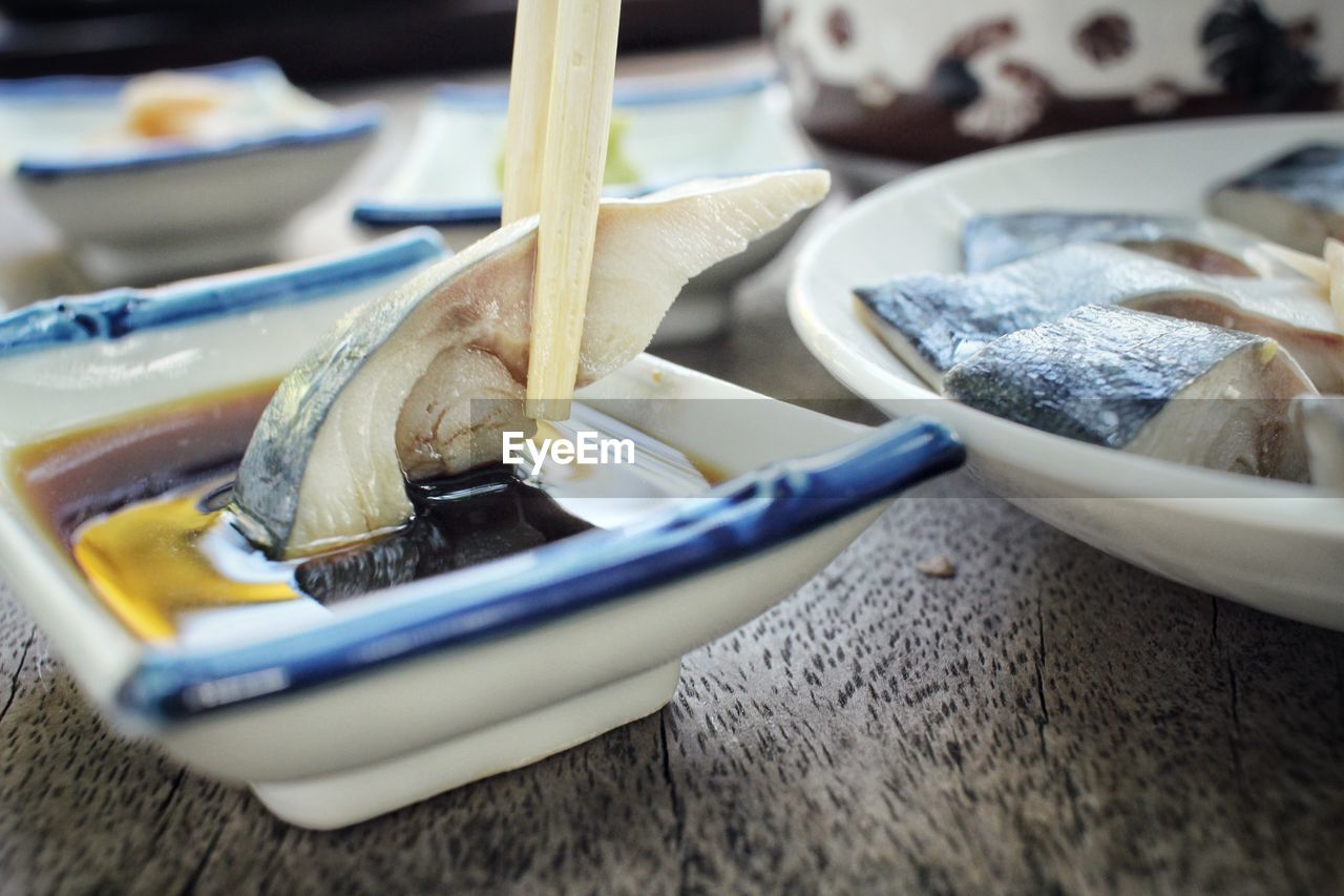 Close-up of seafood in plate