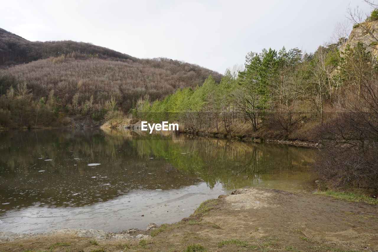 SCENIC VIEW OF LAKE AMIDST TREES AGAINST SKY