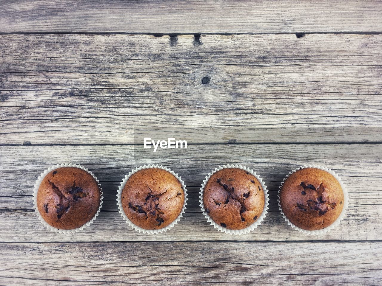 High angle view of muffins on table