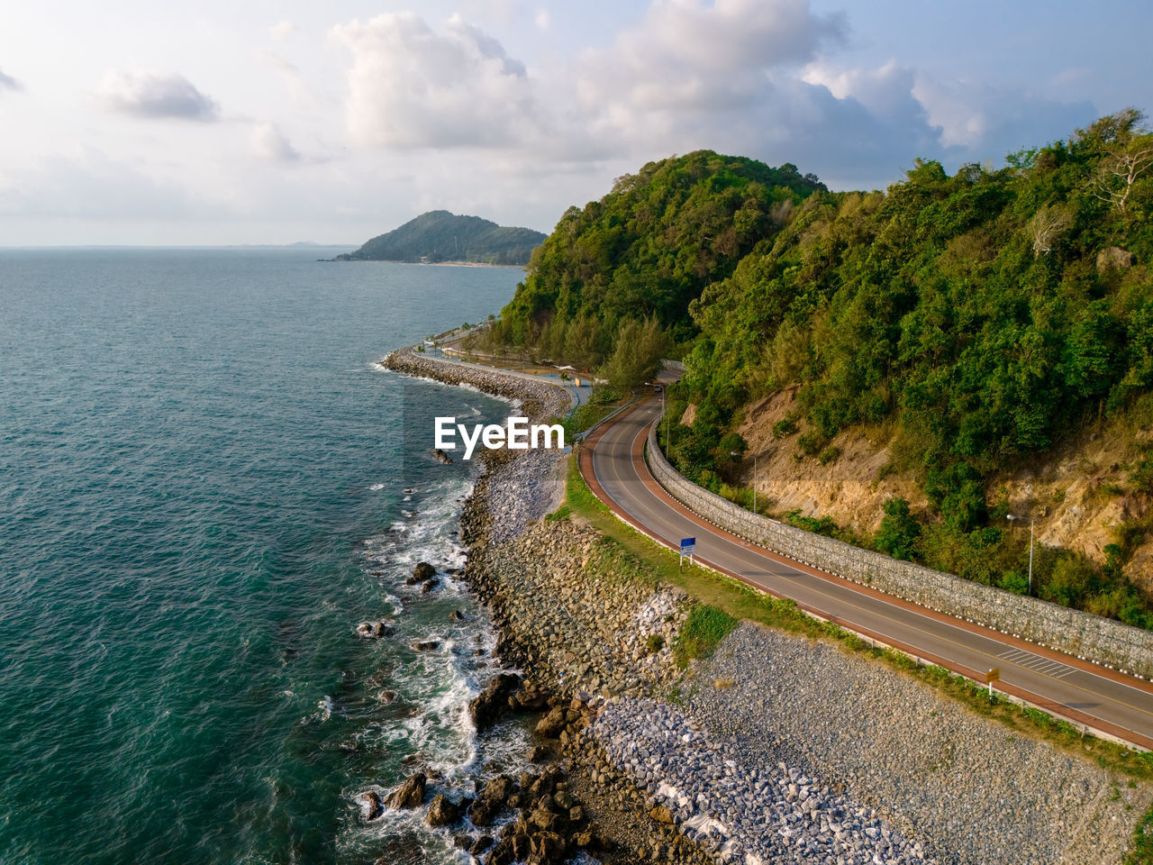 high angle view of bridge over sea against sky