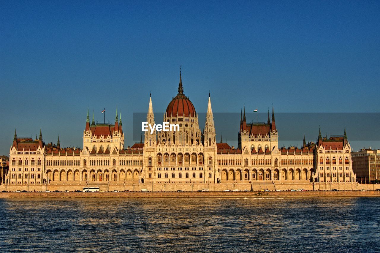 Hungarian parliament against clear sky
