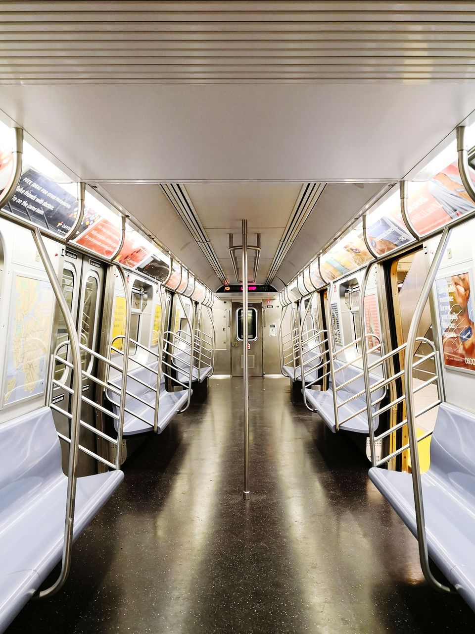 Interior of illuminated train