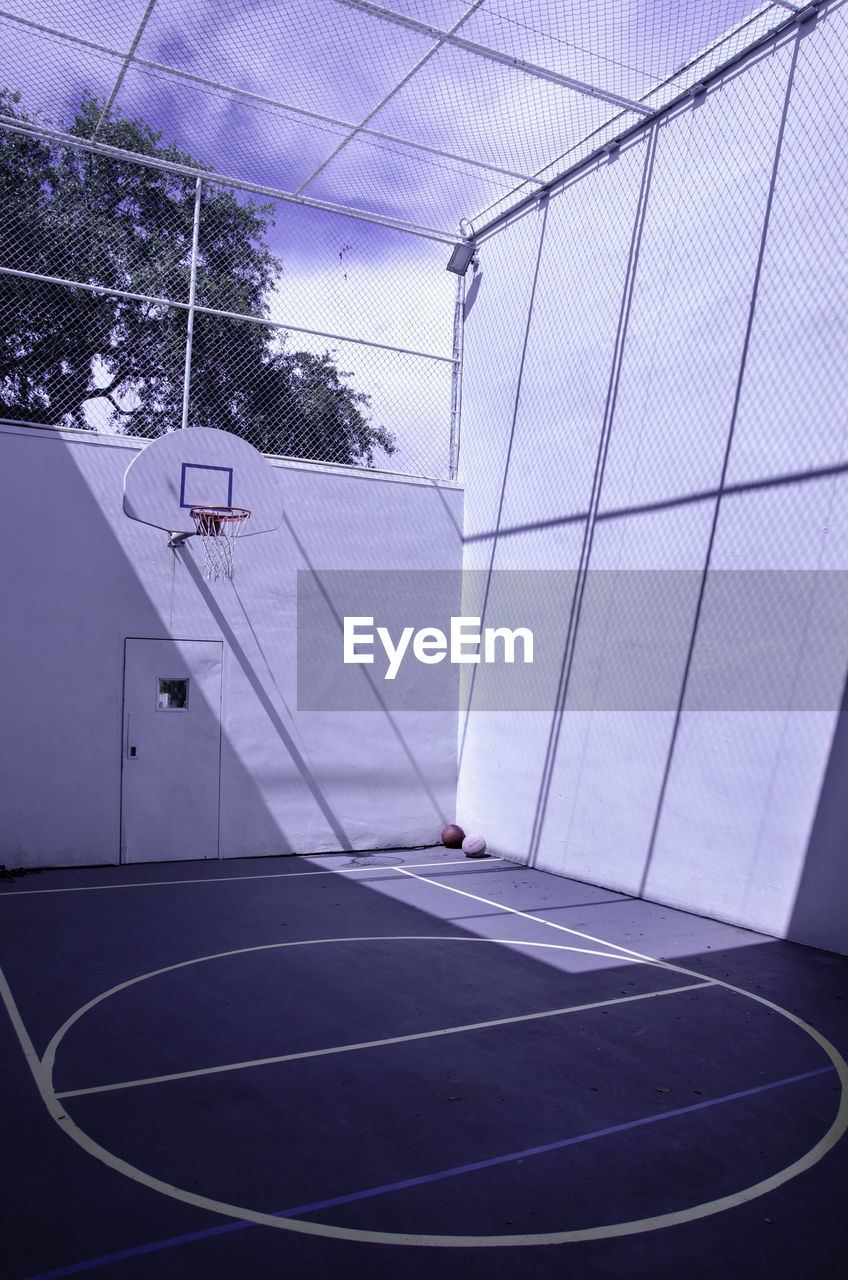 Basketball court in sunny day