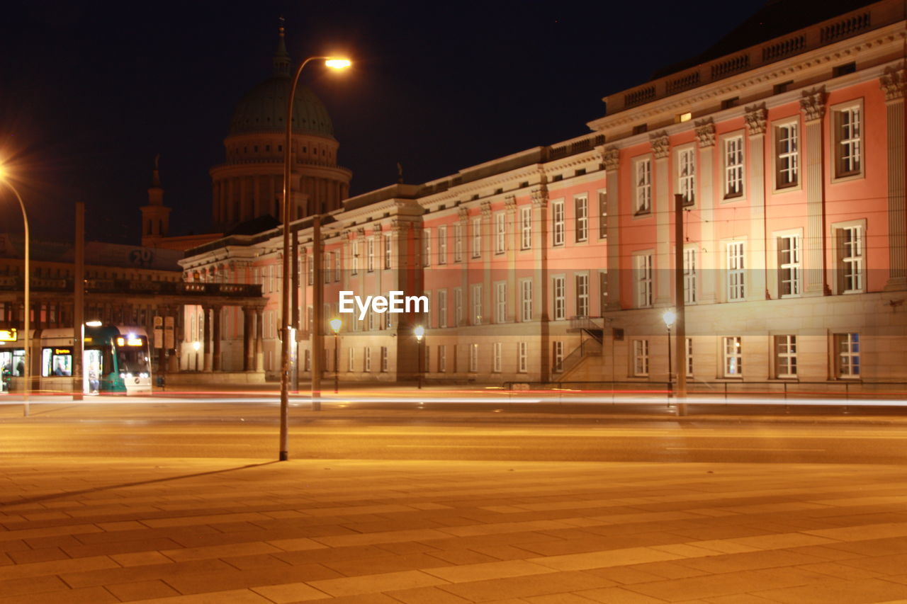 Illuminated building at night