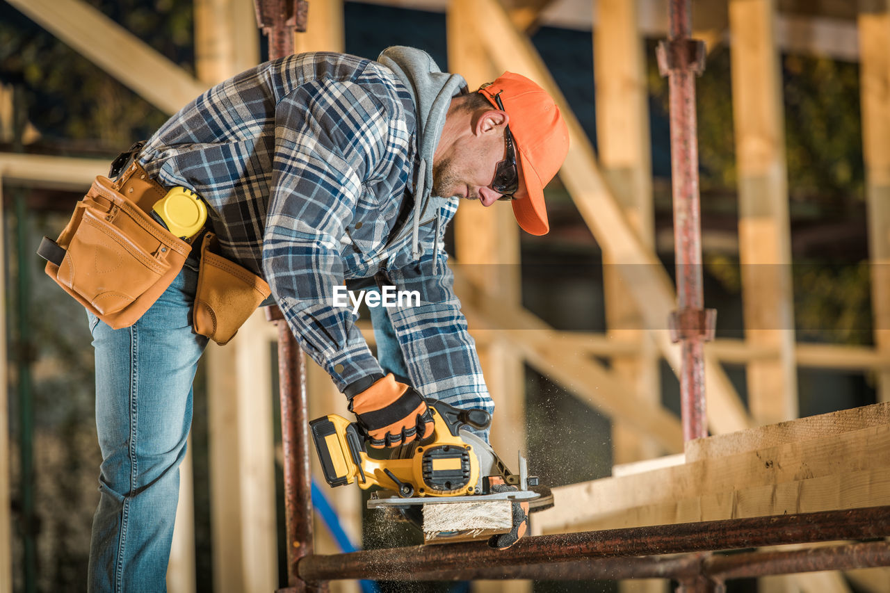 Construction worker working at construction site