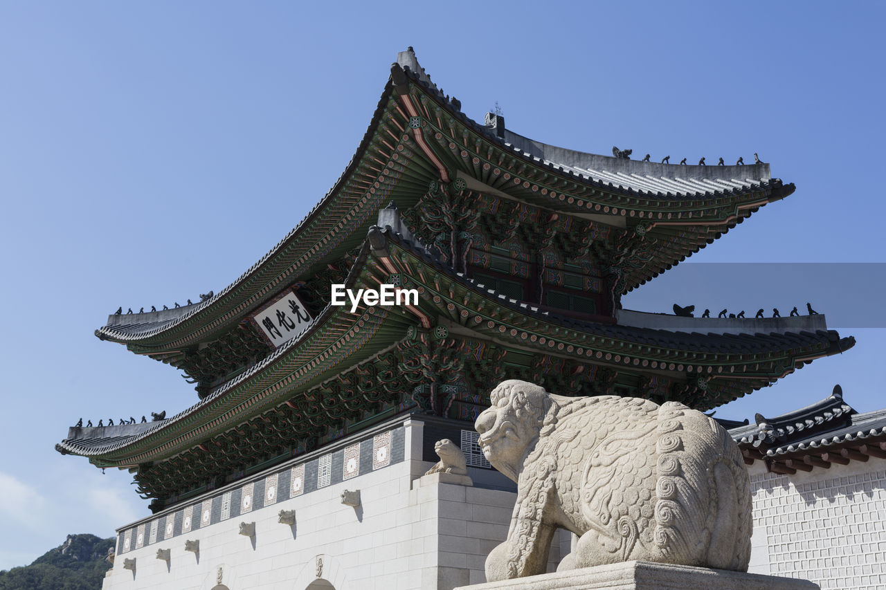 LOW ANGLE VIEW OF TEMPLE AGAINST BUILDING