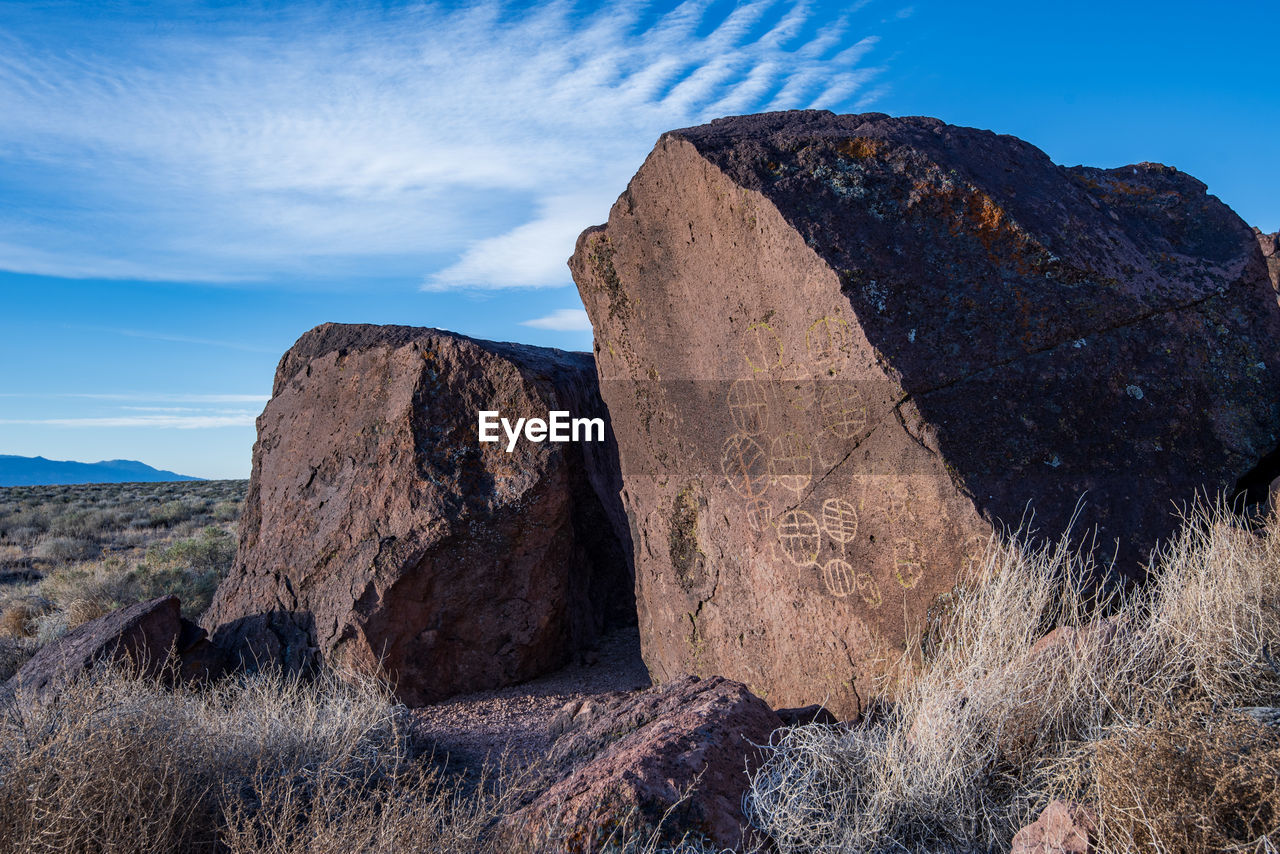 Ancient petroglyph rock art owens valley, california, usa