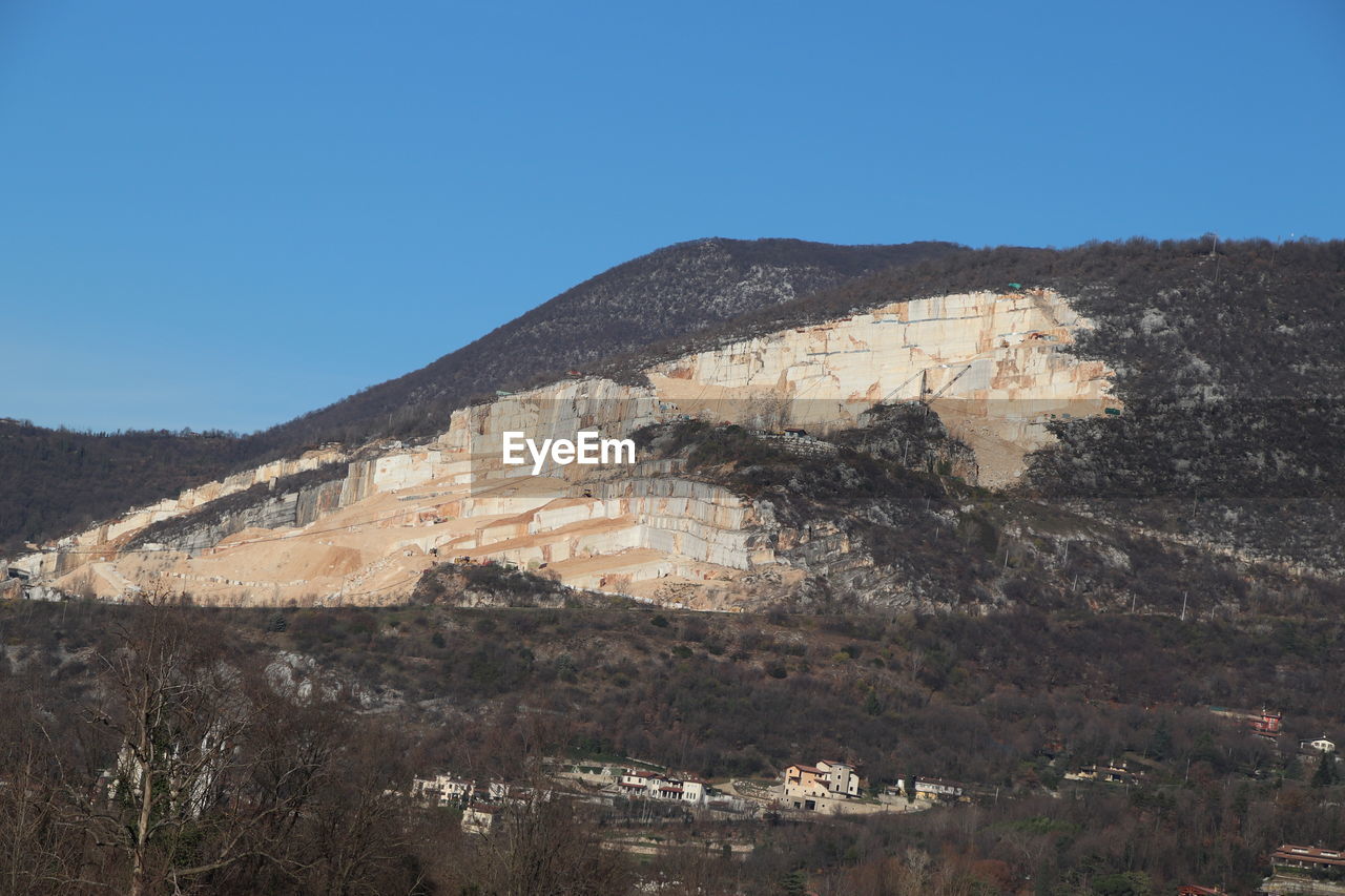 VIEW OF MOUNTAIN AGAINST CLEAR BLUE SKY