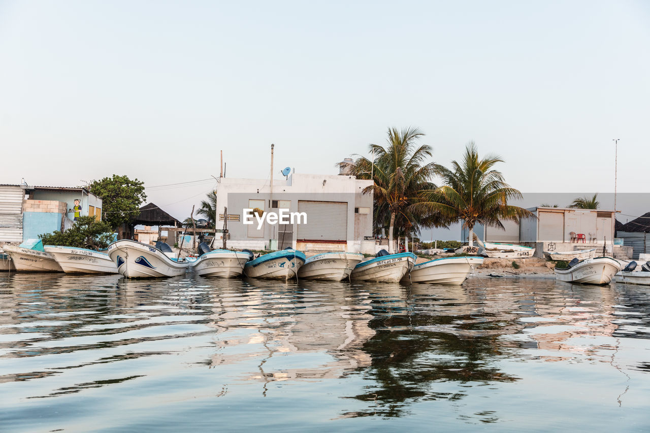 BOATS IN WATER AGAINST SKY