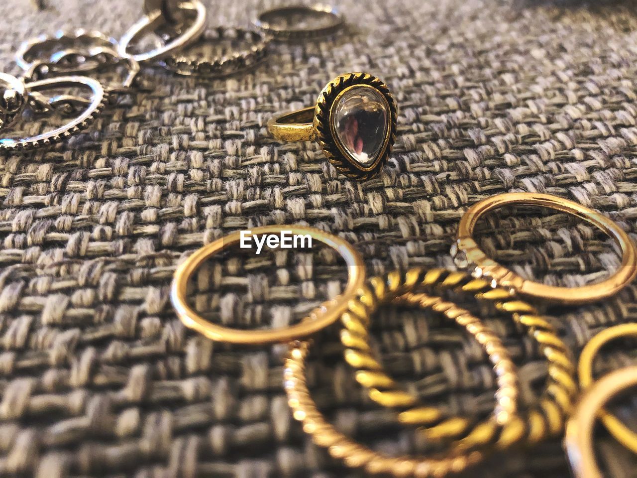 Close-up of jewelry on table