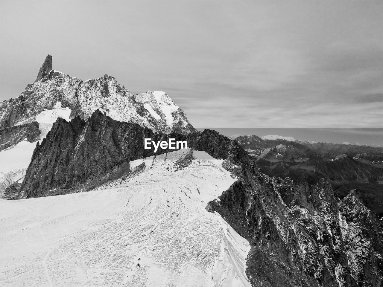 Scenic view of snowcapped mountain against sky